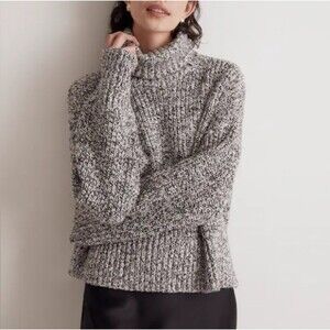 Madewell Marlbed Wide Rib Turtleneck Fisherman Chunky Oversized Grey Women XL